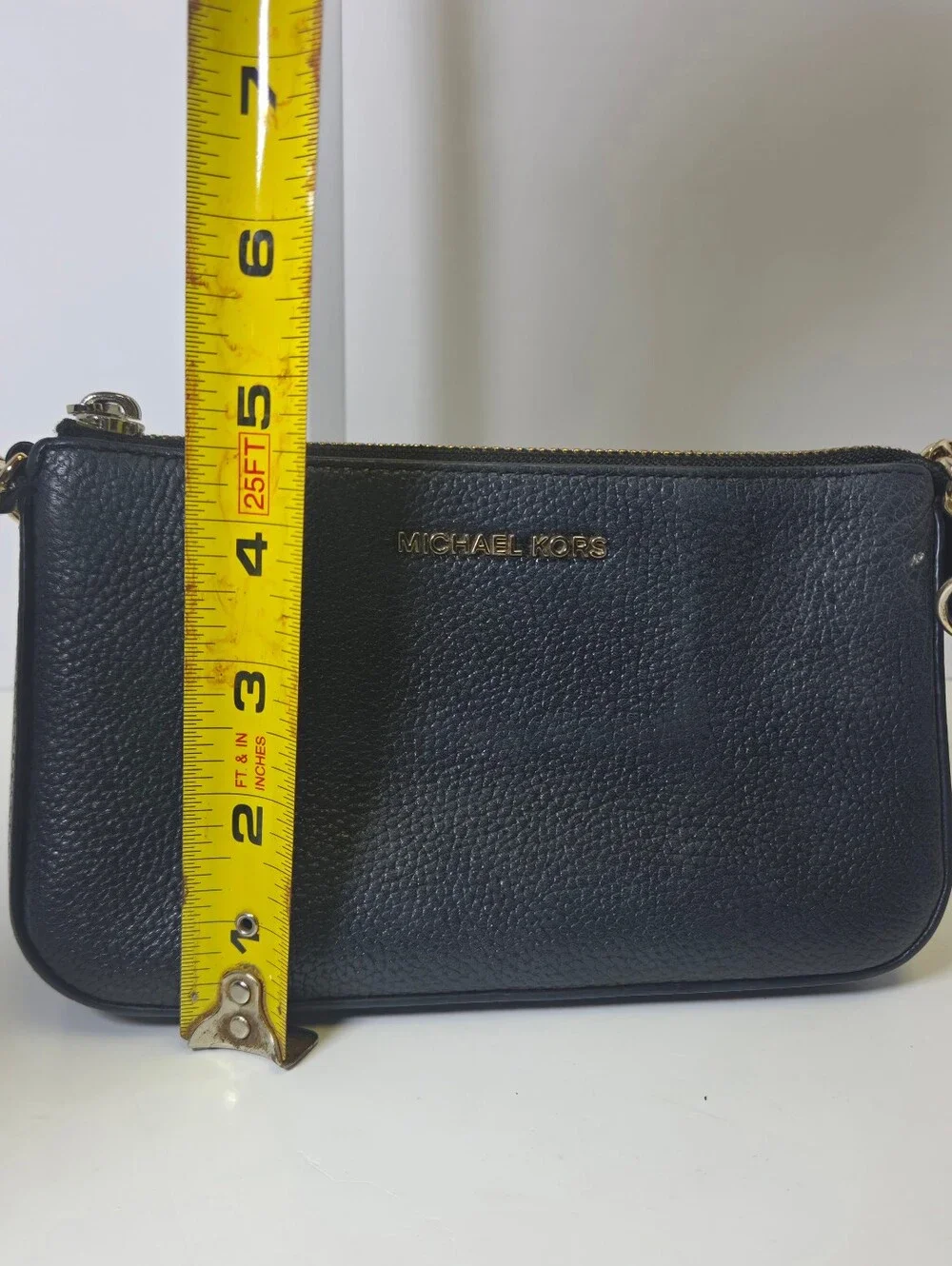 Michael Kors Black Pebbled Leather Chain Shoulder Bag